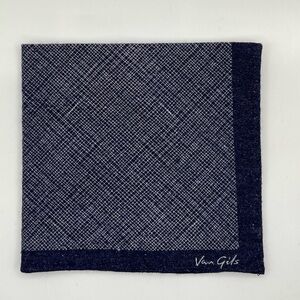 New Without Tags Van Gils Pocket Square  Blue - White. (10X10) Cotton.
